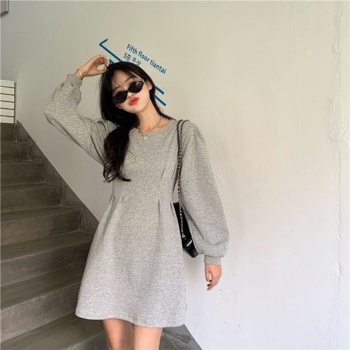 Autumn and winter dresses and skirts, new autumn long-sleeved mid-length A-line skirts, slim waist and fashionable style