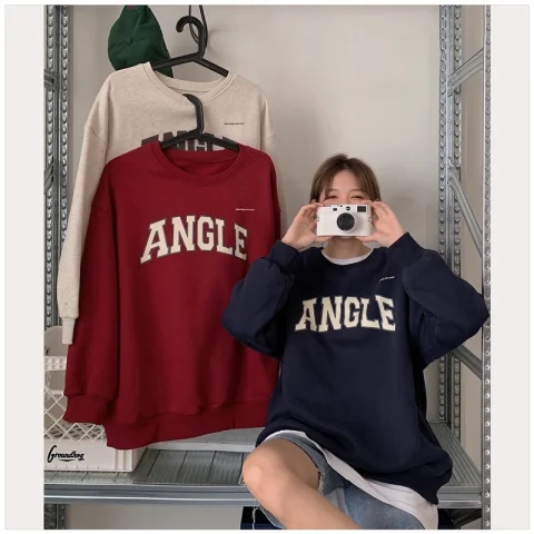 Fish scale 8515 thin round neck American oversiez retro sweatshirt women's loose pullover all-match top