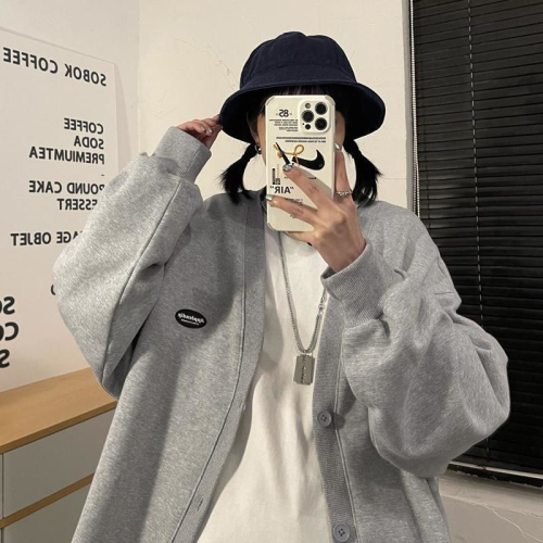 Hong Kong style cardigan sweatshirt jacket women's trendy ins spring and autumn new outer wear lazy style baseball uniform students loose and versatile