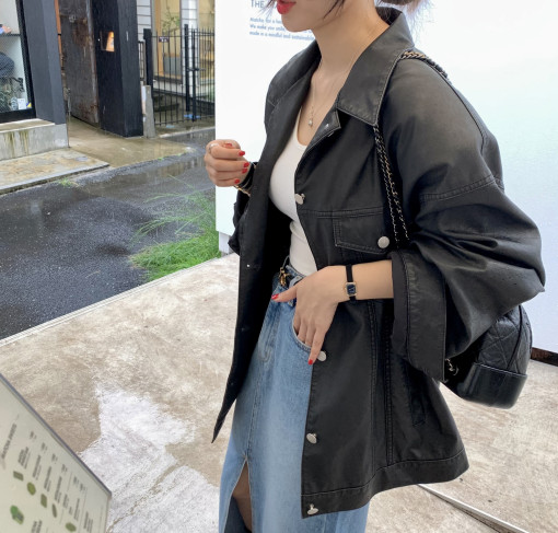 Vintage washed leather jacket