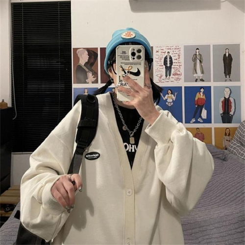 Hong Kong style cardigan sweatshirt jacket women's trendy ins spring and autumn new outer wear lazy style baseball uniform students loose and versatile