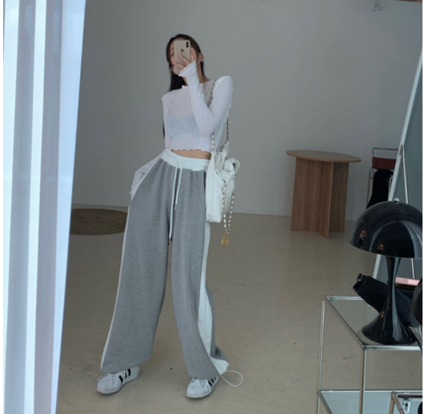 Personalized contrast color patchwork waisted casual pants