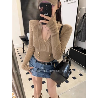 Xiaoxiangfeng v-neck sweater sweater for women autumn 2023 new slim slim bottoming shirt autumn and winter long-sleeved top