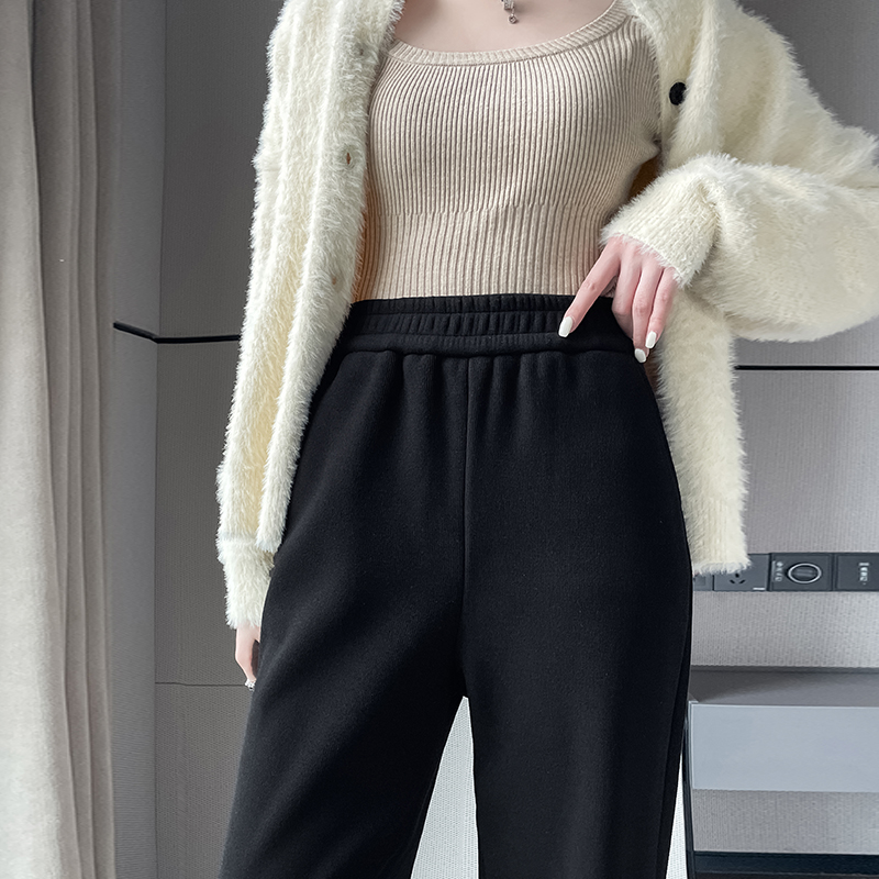 Casual Chenille Wide Leg Pants Women's Autumn 2023 New High Waist Cashmere Glutinous Rice Pants Straight Leg Sports Pants