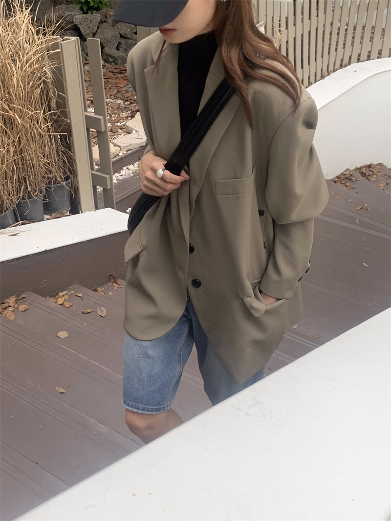 秋裝新款2023寬鬆百搭西裝外套女