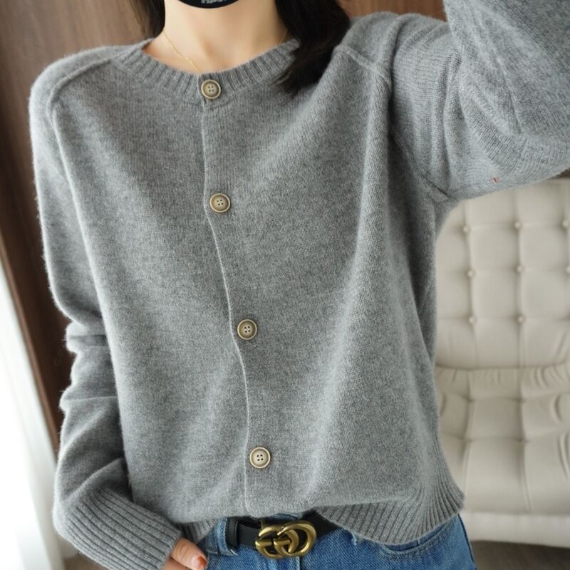 Solid color sweater spring and summer knitted cardigan jacket