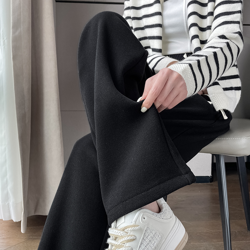 Narrow version chenille wide leg pants spring and autumn 2023 new high waist drape casual straight cashmere glutinous rice pants