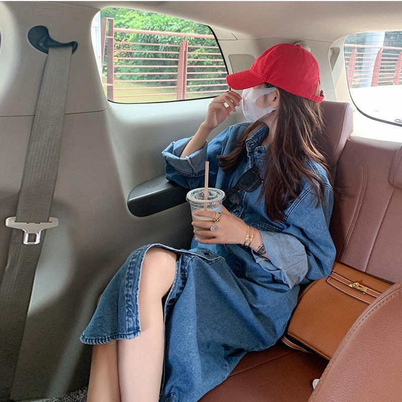 Autumn clothing 2023 new cool style women's high-end long French imitation denim long-sleeved shirt dress