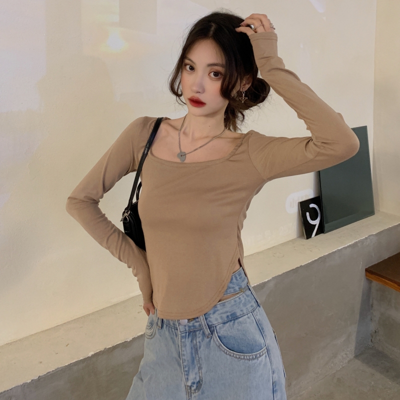 Real ammonia velvet slim-fitting bottoming shirt women's brushed long-sleeved T-shirt autumn and winter wear