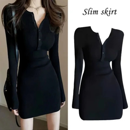 Autumn and winter new pure desire babes dress slim fit bag hip little black skirt chic all-match slim waist waist wrap hip skirt