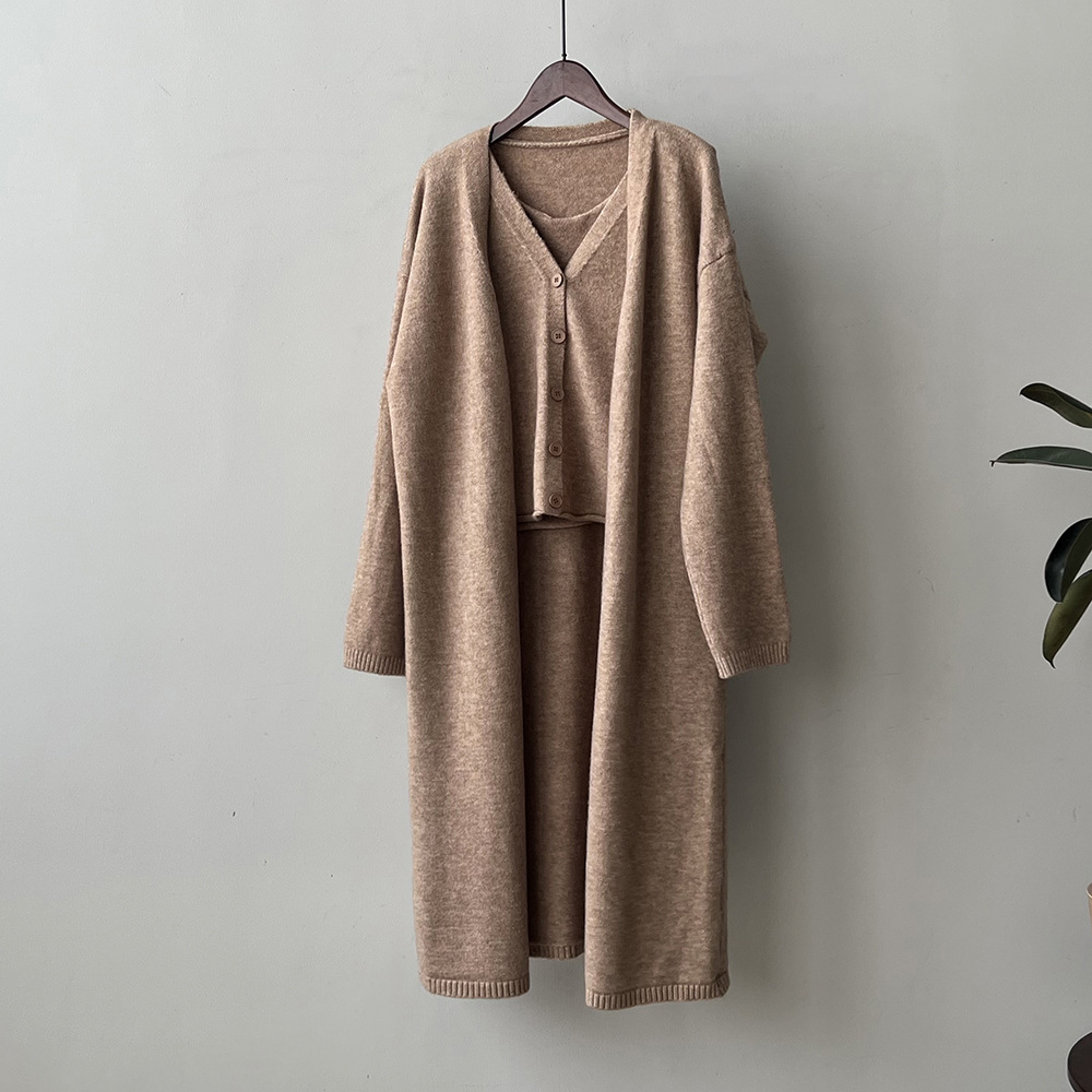~Korean sweater cardigan suit for women 2023 autumn new coat vest vest two-piece set