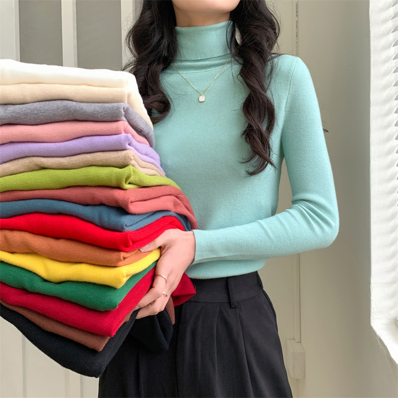 ~ Autumn and winter solid color basic versatile sweater classic turtleneck long-sleeved bottoming shirt