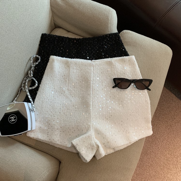 Autumn and winter small fragrance style tweed sequin shorts