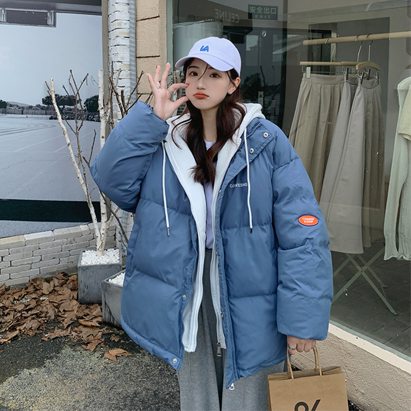 2023 Winter Down Jacket Women's New Thick Cotton Clothes Internet Celebrity Korean Version Couple Fake Two Pieces Loose Cotton Clothes