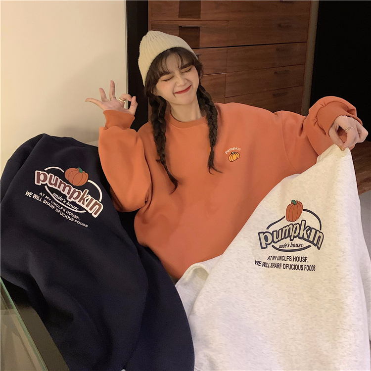 2023 new casual fashion women's clothing fleece 250g / large sweatshirt round neck autumn and winter sweatshirt for women plus fleece