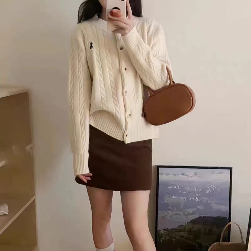 Korean round neck embroidered twist knitted cardigan for women 2023 early autumn new casual versatile soft waxy sweater jacket trendy