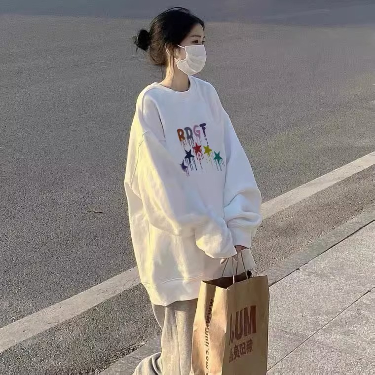 秋冬季仿棉華棉複合牛奶絲320克銀狐絨420克圓領連帽雙帽寬鬆衛衣
