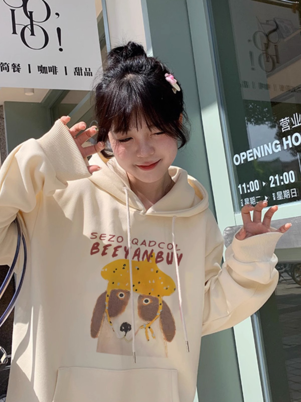 秋冬季仿棉華棉複合牛奶絲320克銀狐絨420克圓領連帽雙帽寬鬆衛衣