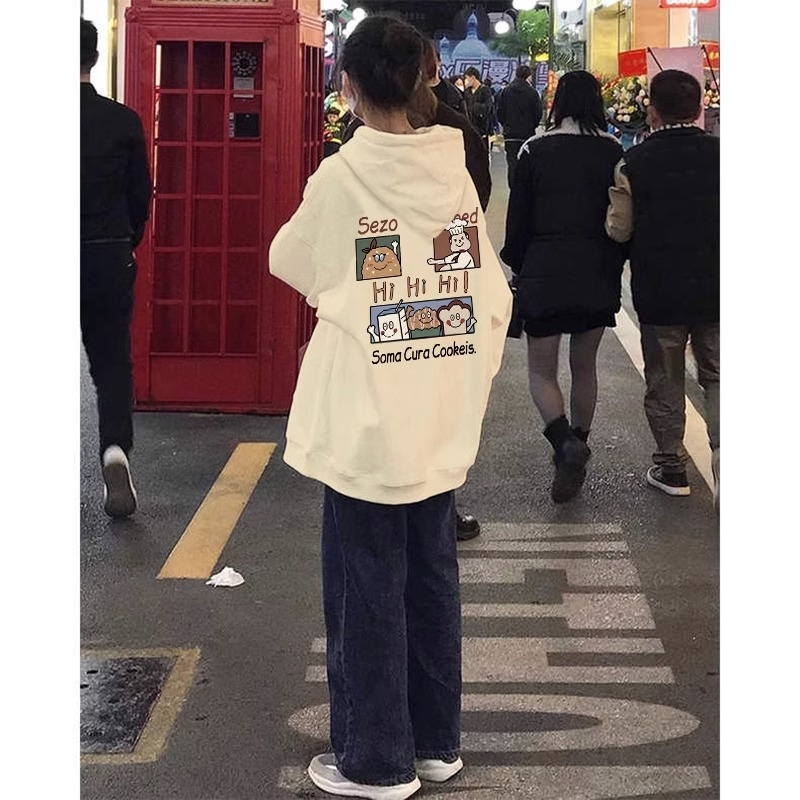 秋冬季仿棉華棉複合牛奶絲320克銀狐絨420克圓領連帽雙帽寬鬆衛衣