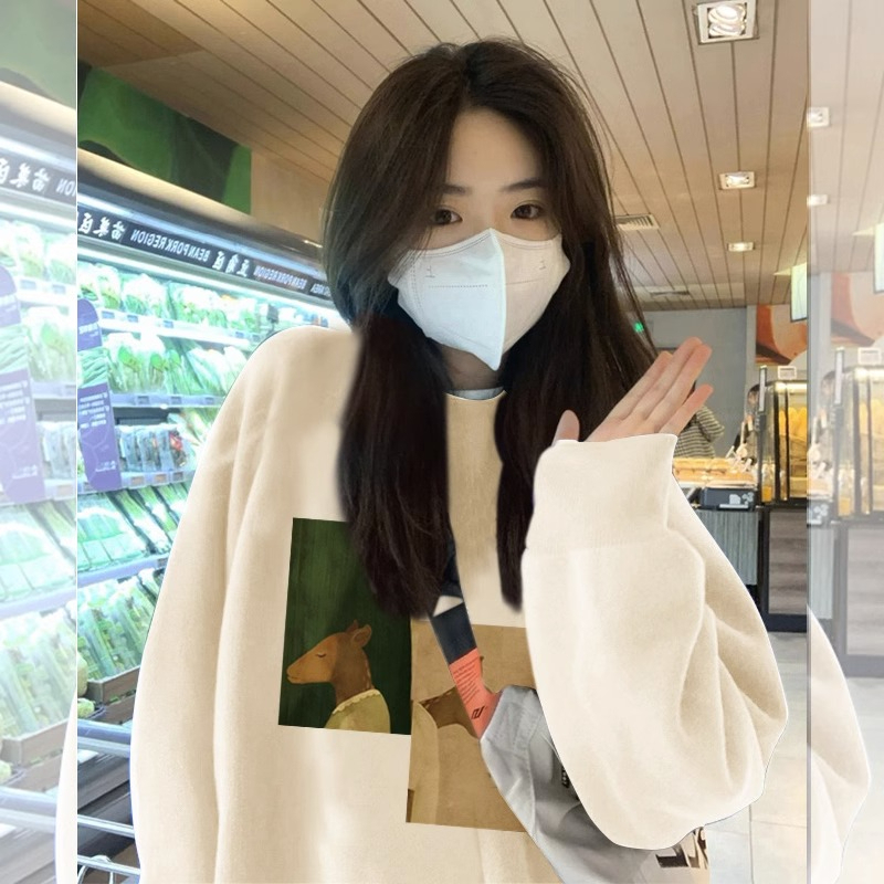 秋冬季仿棉華棉複合牛奶絲320克銀狐絨420克圓領連帽雙帽寬鬆衛衣
