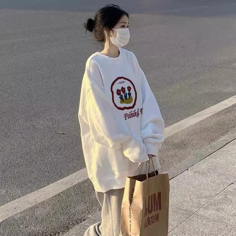 秋冬季仿棉華棉複合牛奶絲320克銀狐絨420克圓領連帽雙帽寬鬆衛衣
