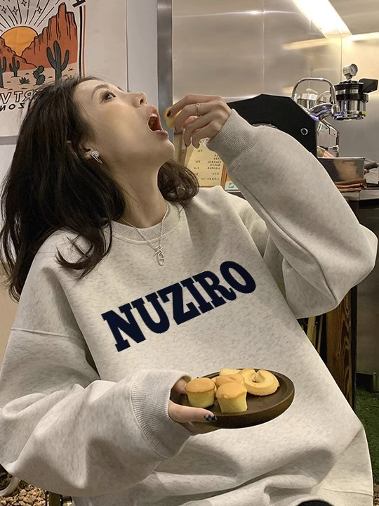 秋冬季仿棉華棉複合牛奶絲320克銀狐絨420克圓領連帽雙帽寬鬆衛衣