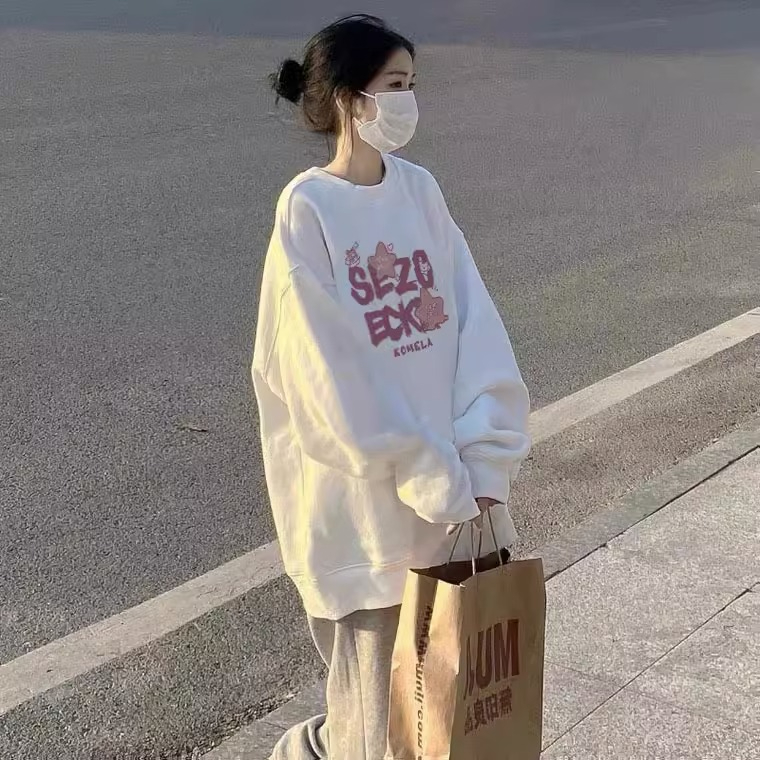 秋冬季仿棉華棉複合牛奶絲320克銀狐絨420克圓領連帽雙帽寬鬆衛衣
