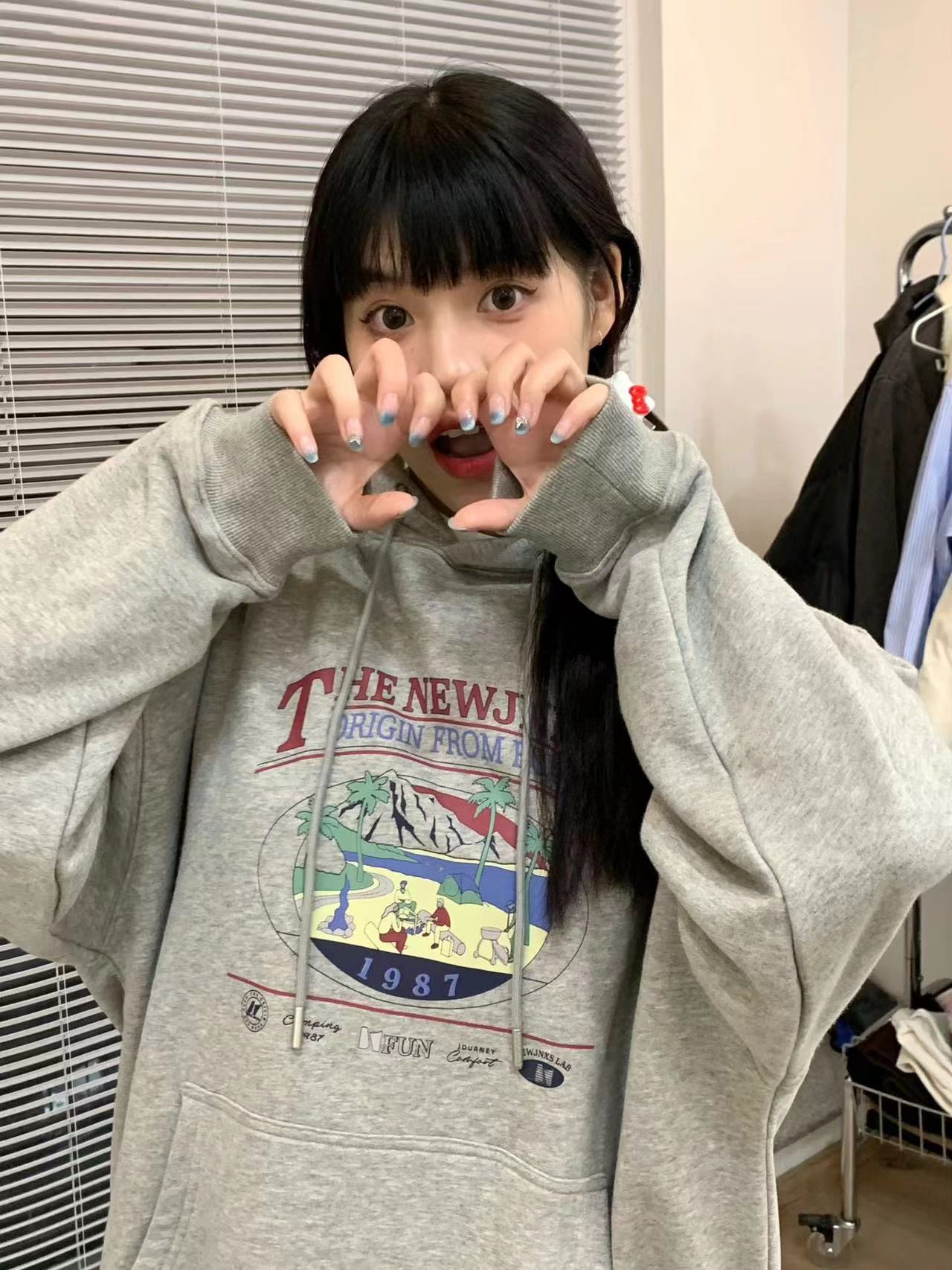 秋冬季仿棉華棉複合牛奶絲320克銀狐絨420克圓領連帽雙帽寬鬆衛衣