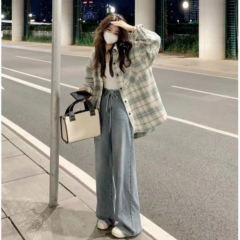 非 小個子格子襯衫外套設計感小眾法式襯衣長袖上衣