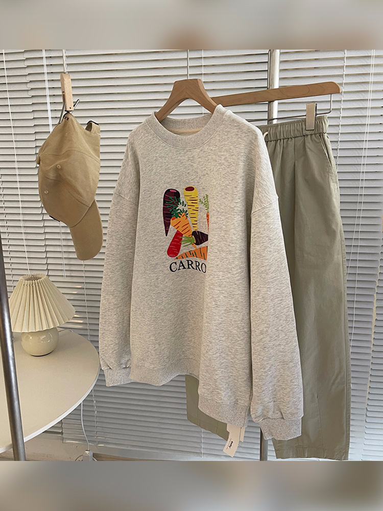 官圖  秋裝薄款衛衣女大碼 後包領 拉肩線 M-XXXL