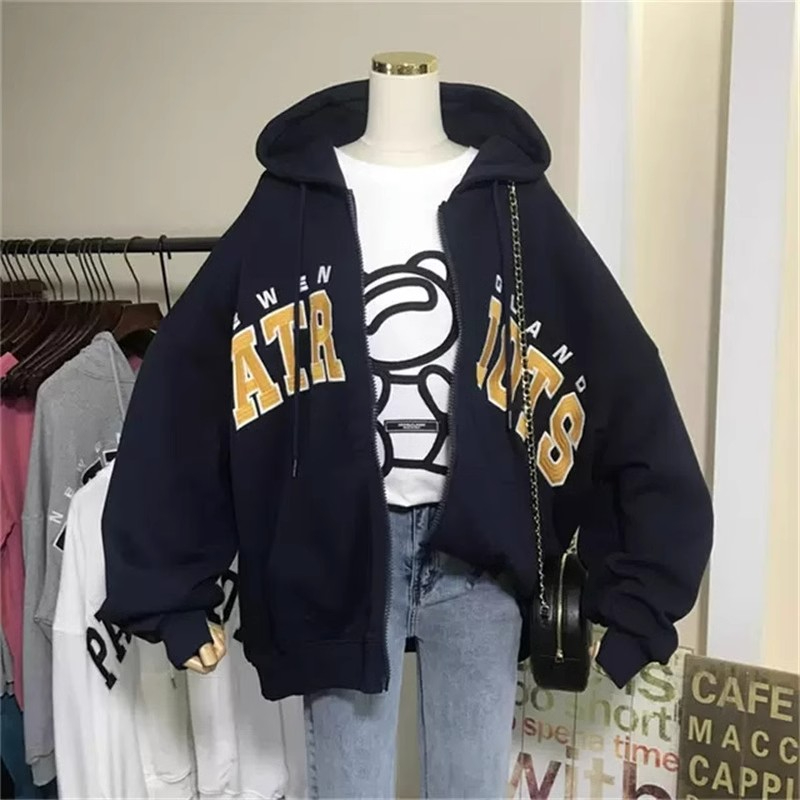 6535魚鱗重工刺繡2023早秋新款寬鬆大碼重工刺繡拉鏈衛衣女