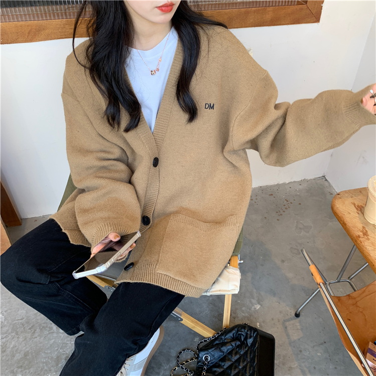 毛衣外套女秋冬新款2023韓版慵懶風寬鬆加厚長袖針織開衫毛衣外搭