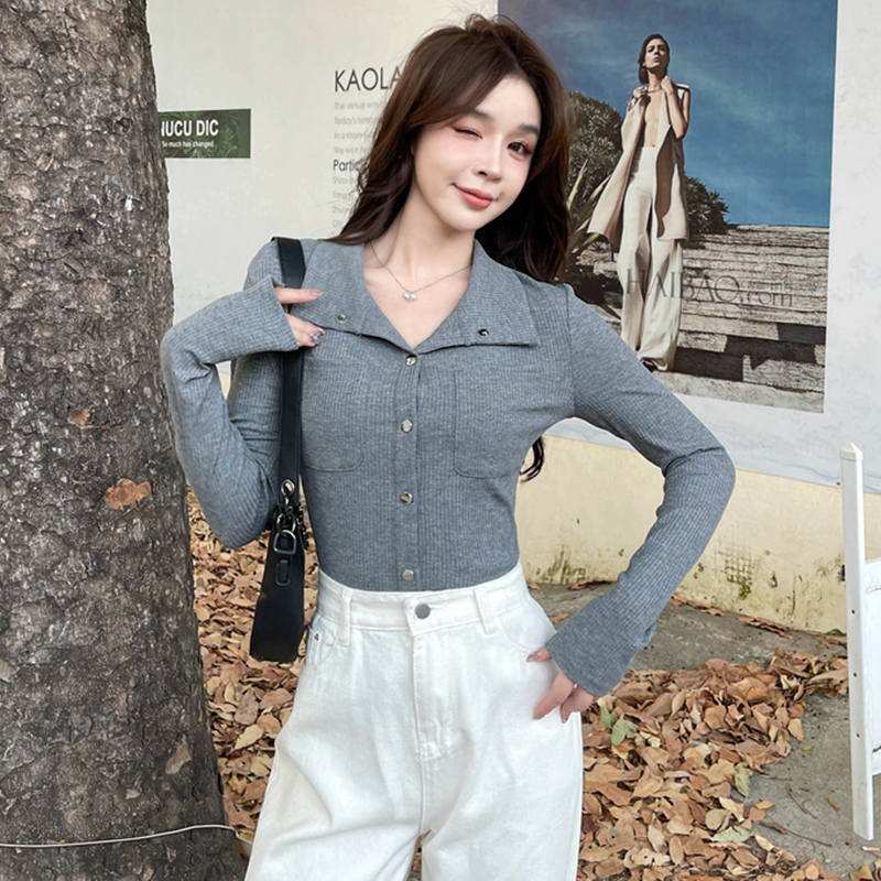 內搭女裝秋季小眾設計感新款韓版翻領襯衫氣質長袖上衣
