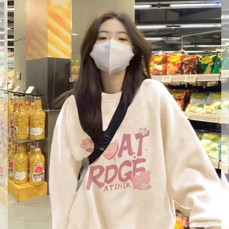 薄款華棉牛奶絲 加絨華棉銀狐絨 印花衛衣女簡約高級感上衣