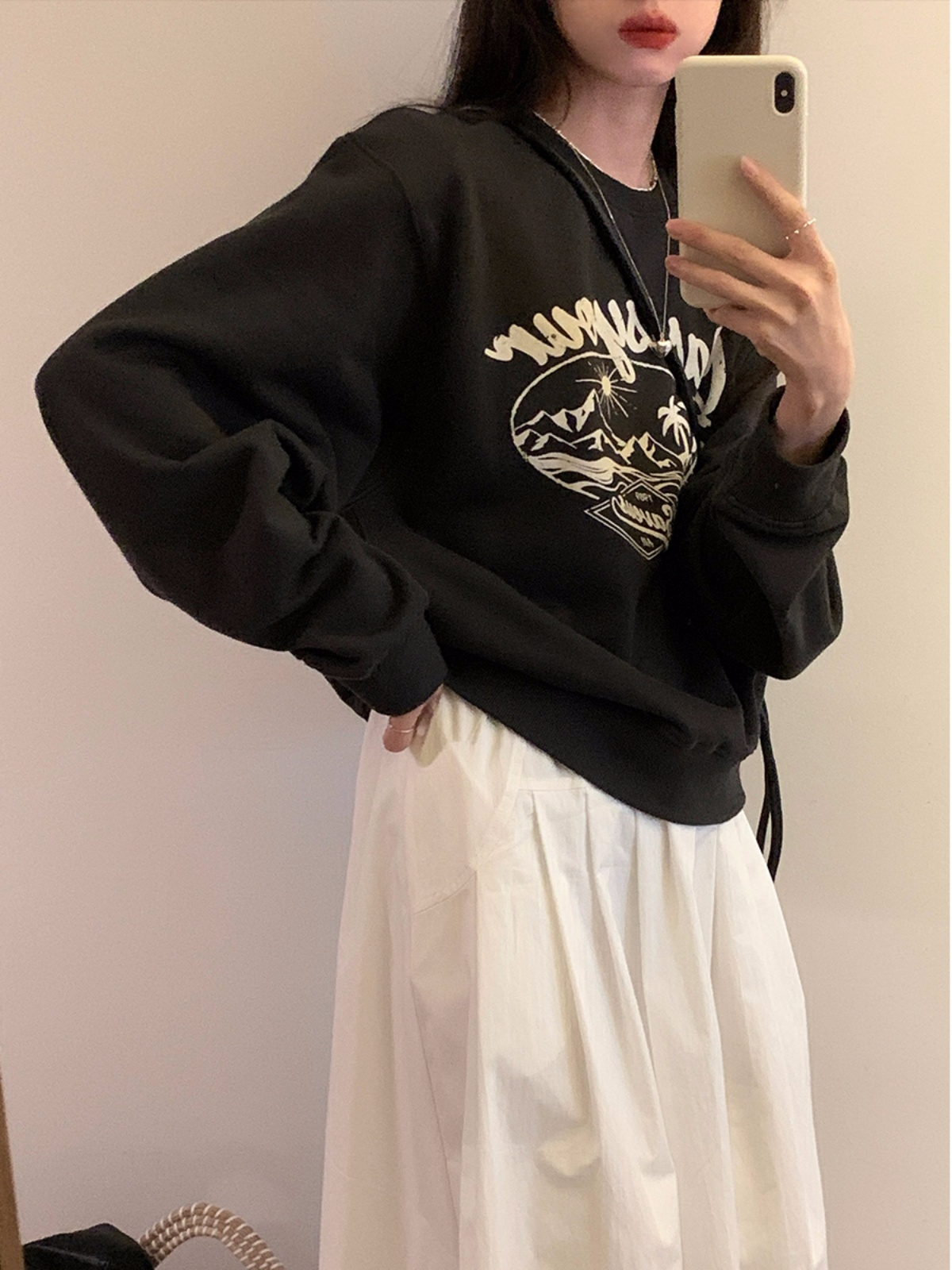 秋裝薄款衛衣女大碼 後包領 拉肩線 M-XXXL