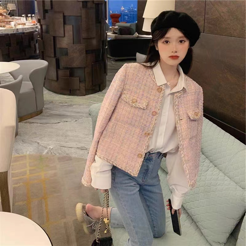 Double-layered lining, elegant lady's small fragrant style jacket 2023 autumn new style small high-end top