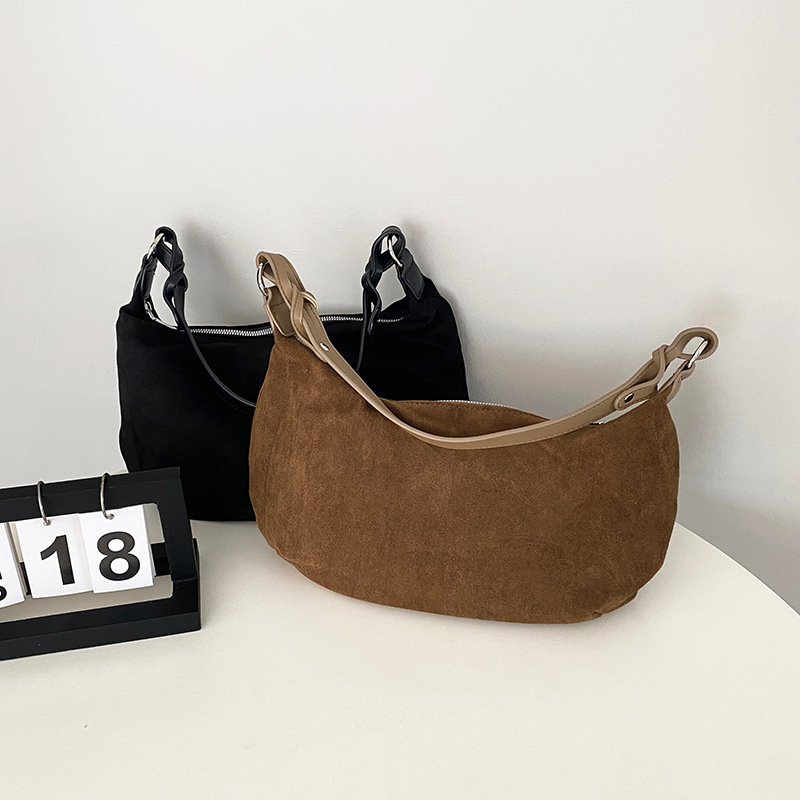 ~Good to match in autumn and winter, retro fashionable suede shoulder bag, versatile casual crossbody bag, hand bag