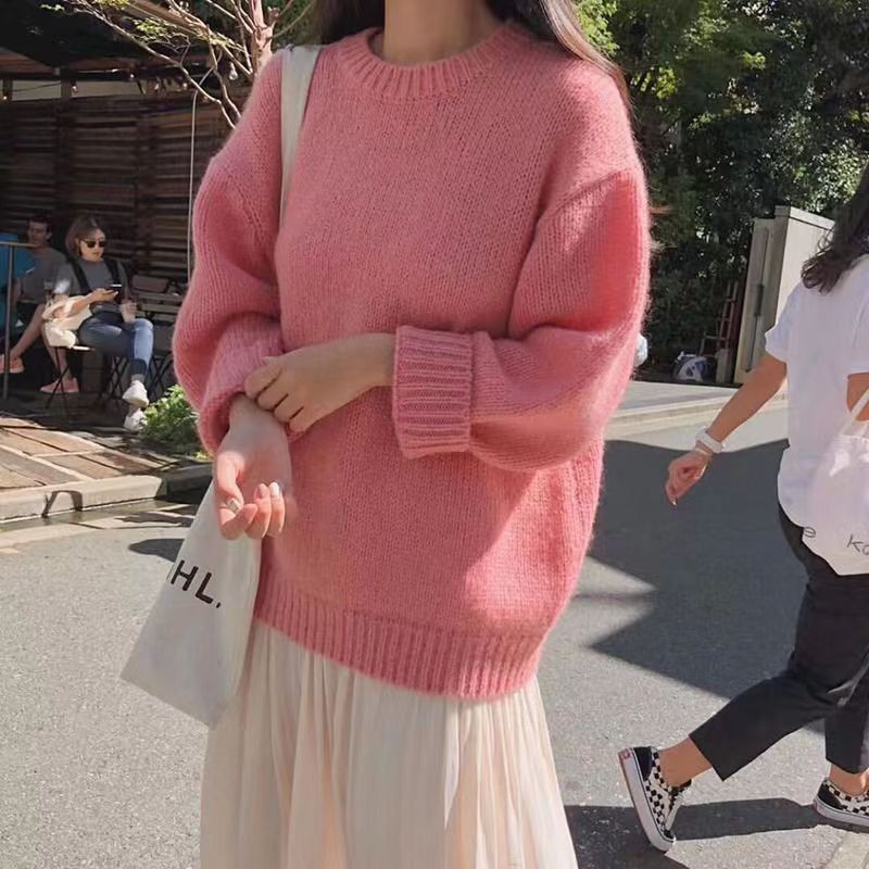 軟糯毛衣女新款秋季慵懶風韓系寬鬆套頭溫柔內搭針織衫上衣厚外穿