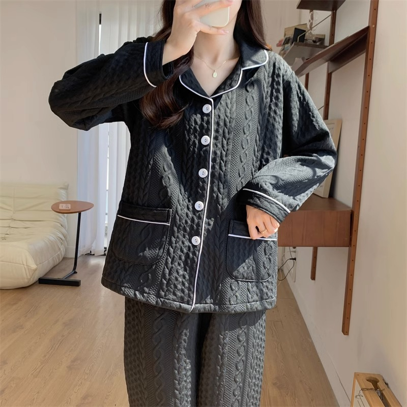 樹皮皺 2023年新款睡衣女長袖套裝休閒服甜美可愛家居
