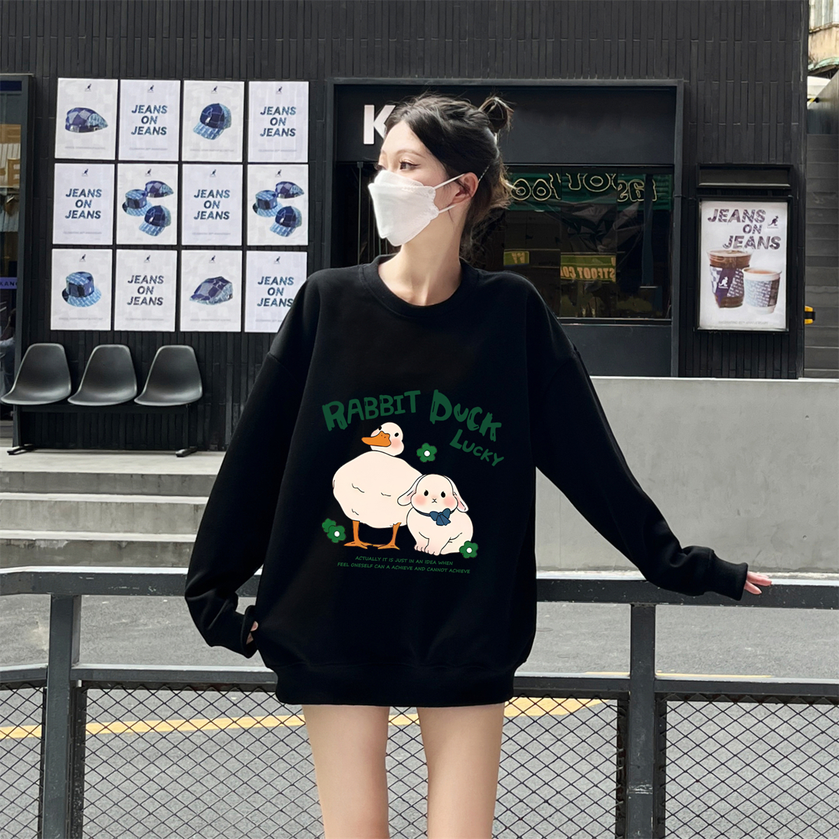 秋冬季仿棉華棉複合牛奶絲320克銀狐絨420克圓領連帽雙帽寬鬆衛衣