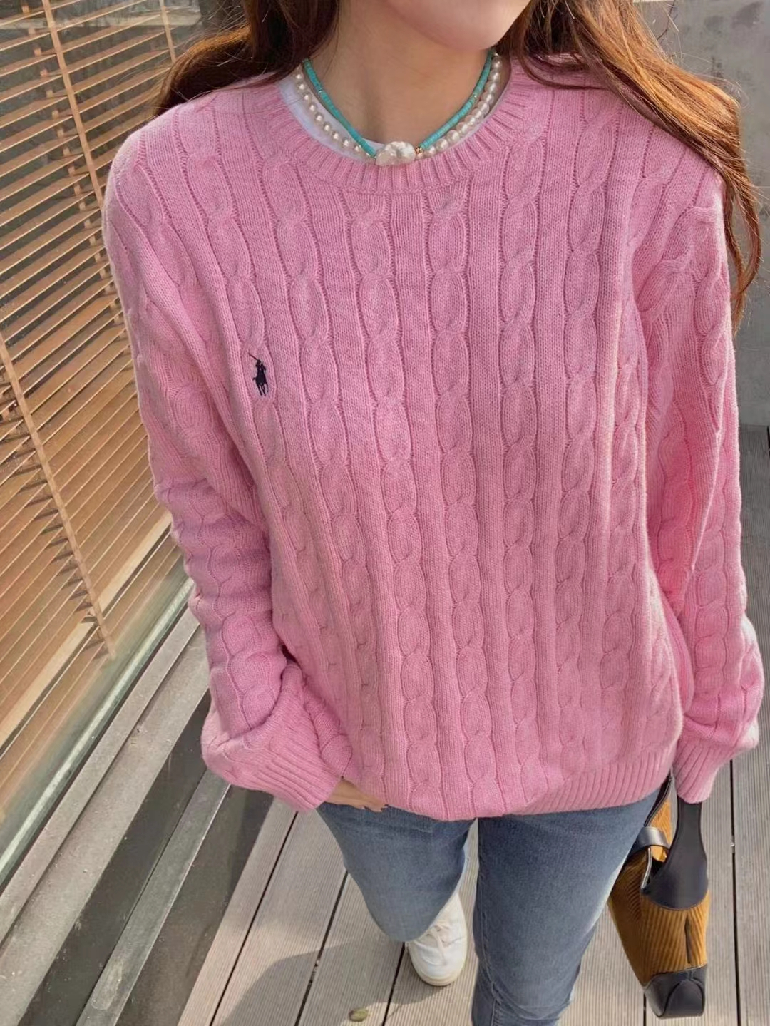 秋冬新款韓系慵懶小麻花套頭針織衫女寬鬆純色復古長袖圓領毛衣