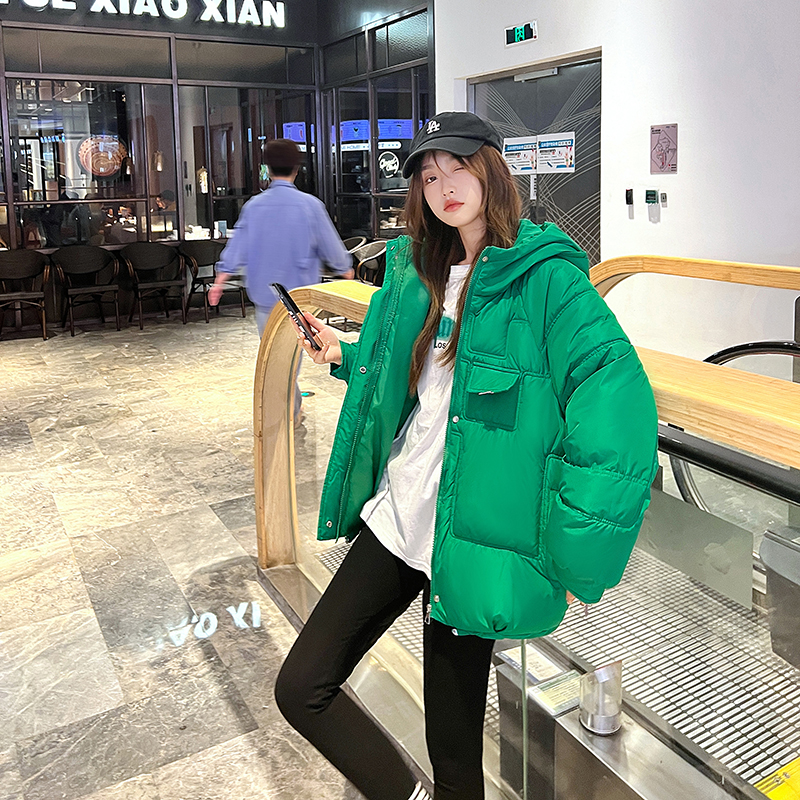 New style down cotton jacket Internet celebrity slimming candy color hooded INS trendy student cotton-padded jacket for women