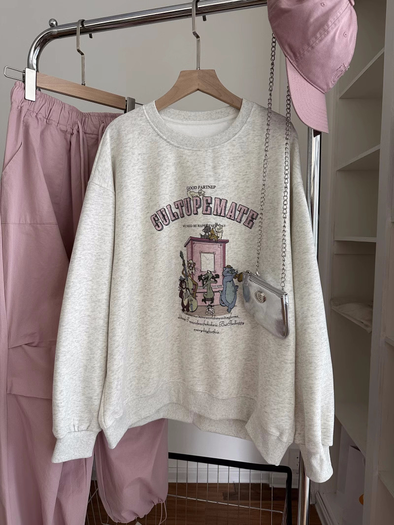 官圖  秋裝薄款衛衣女大碼 後包領 拉肩線 M-XXXL