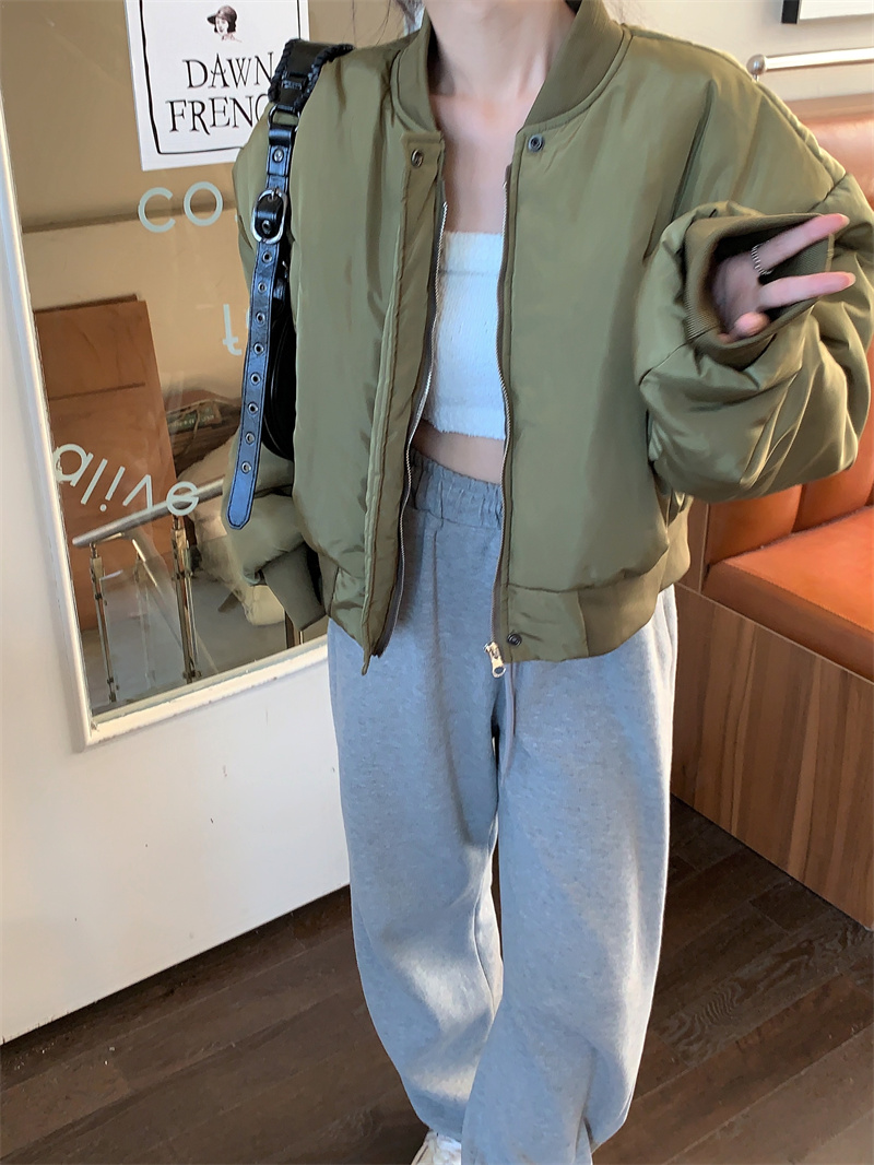 ~美式復古飛行員工裝夾克外套加厚短款開衫棉服上衣