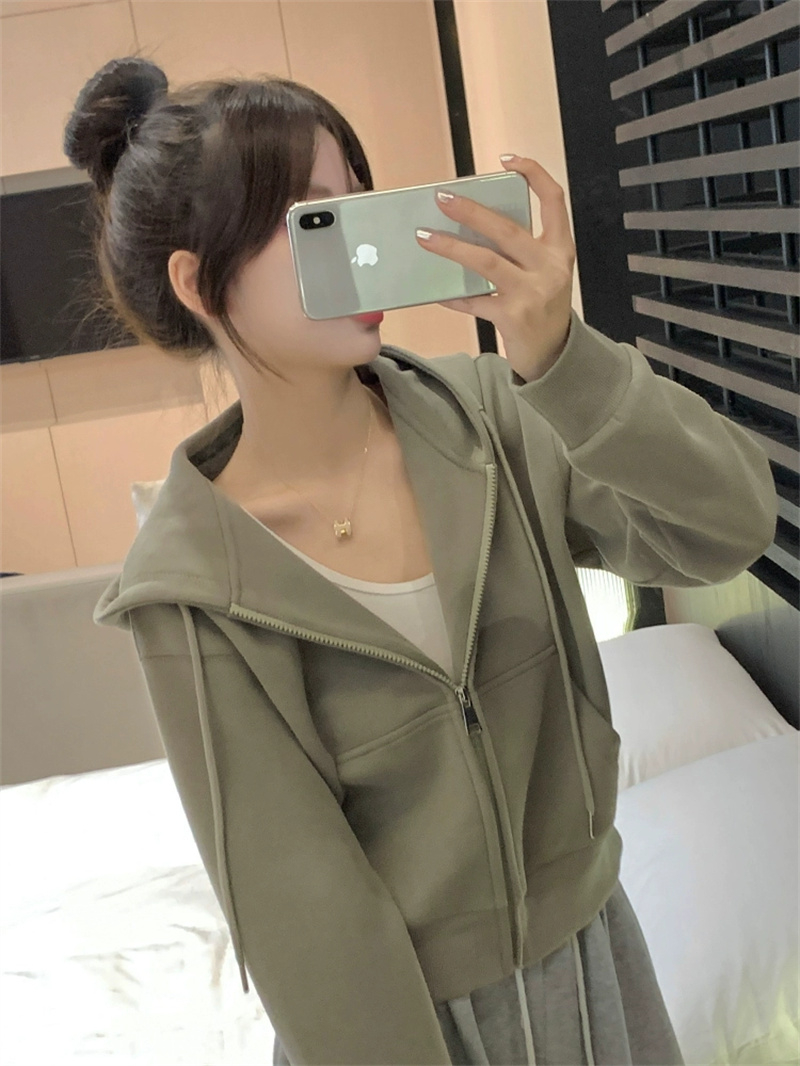 華棉CvC複合有內抽掛麵新款女裝秋裝早秋小個子初秋上衣
