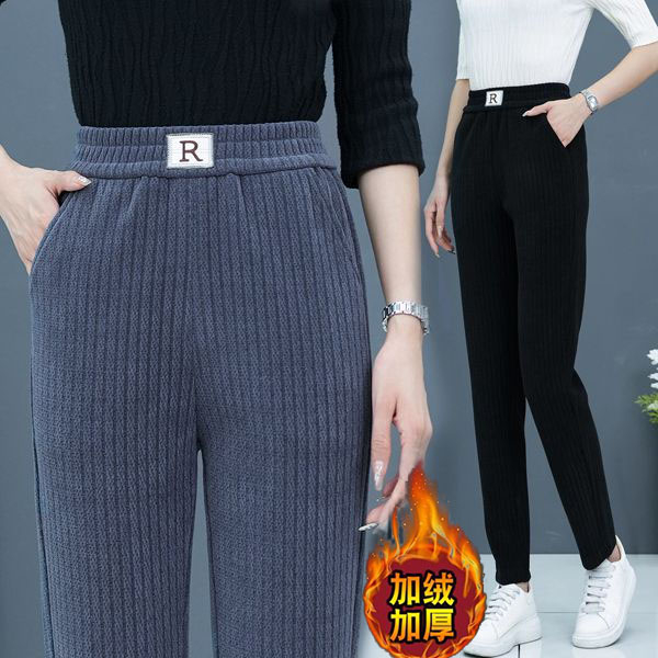 2023新款秋冬寬鬆休閒高腰垂感雪尼爾窄版直筒褲女
