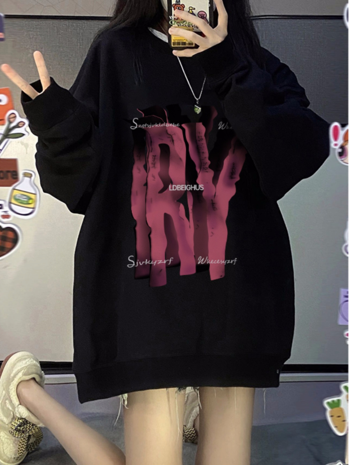 2023新款休閒韓國 秋裝薄款衛衣女大碼 後包領 拉肩線 M-XXXL