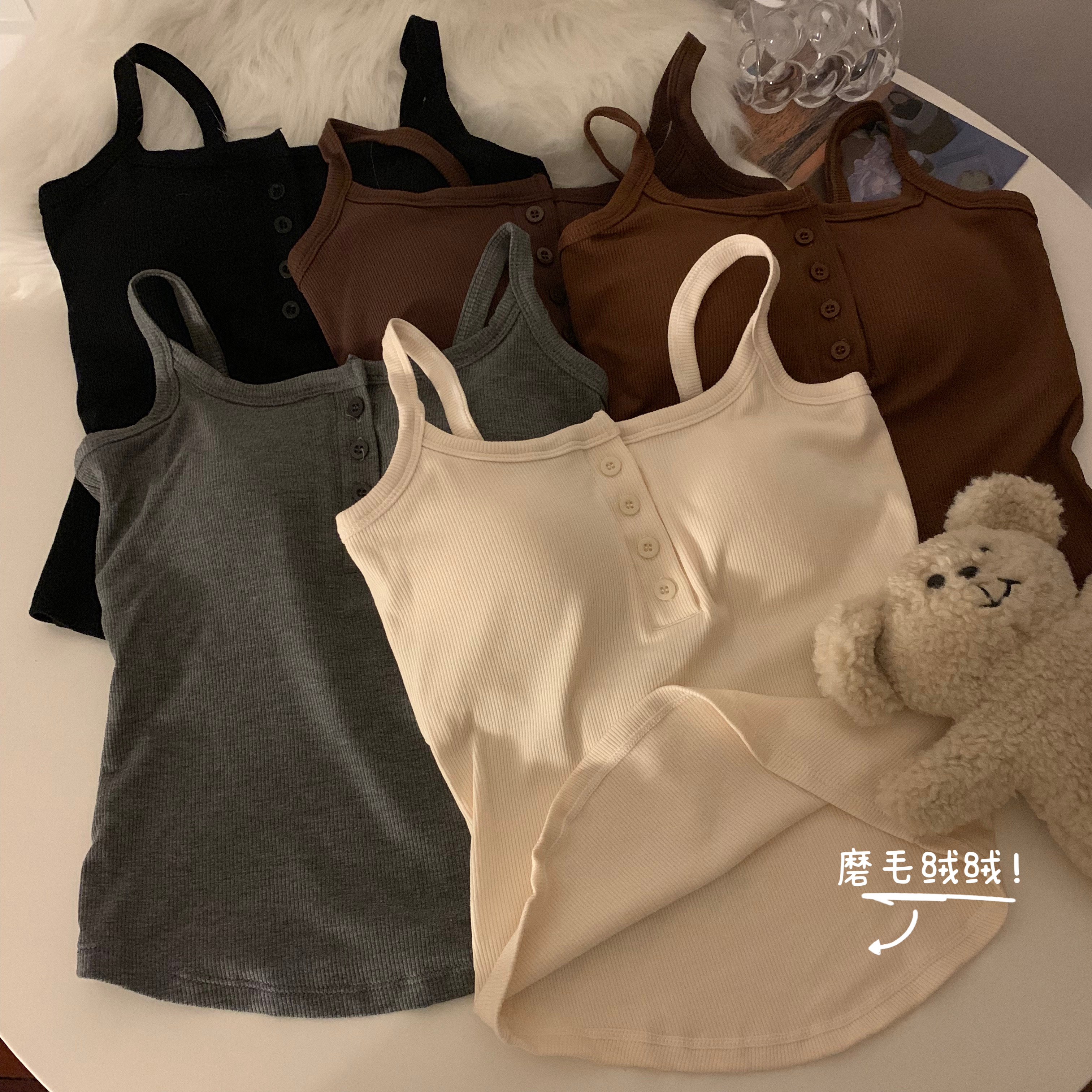 秋季辣妹外穿無袖打底吊帶背心內搭帶胸墊美背短款上衣