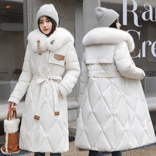 新款时尚韩版大毛领设计感小众收腰冬季加厚羽绒棉衣外套