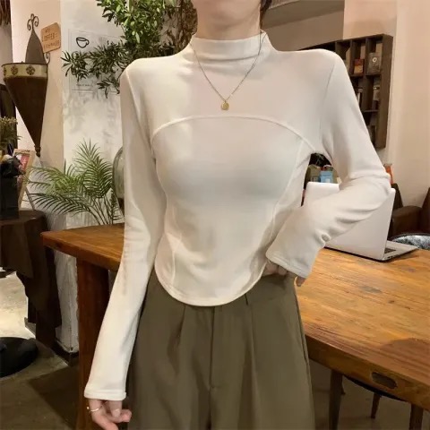 已出貨 半高領內搭打底衫女秋冬修身短款